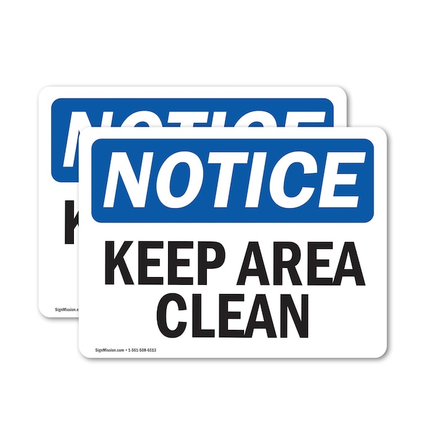 Signmission Keep Area Clean, 10 in W x Rectangle, Vinyl Decal OS-2PACK-NS-D-710-L-15848 - main